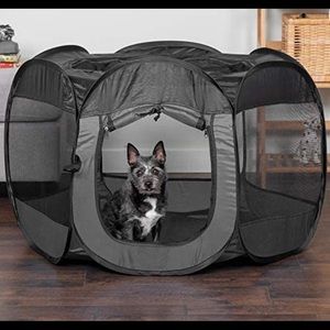 Furhaven Indoor-Outdoor Pop Up Exercise Playpen Pet Tent - Grey